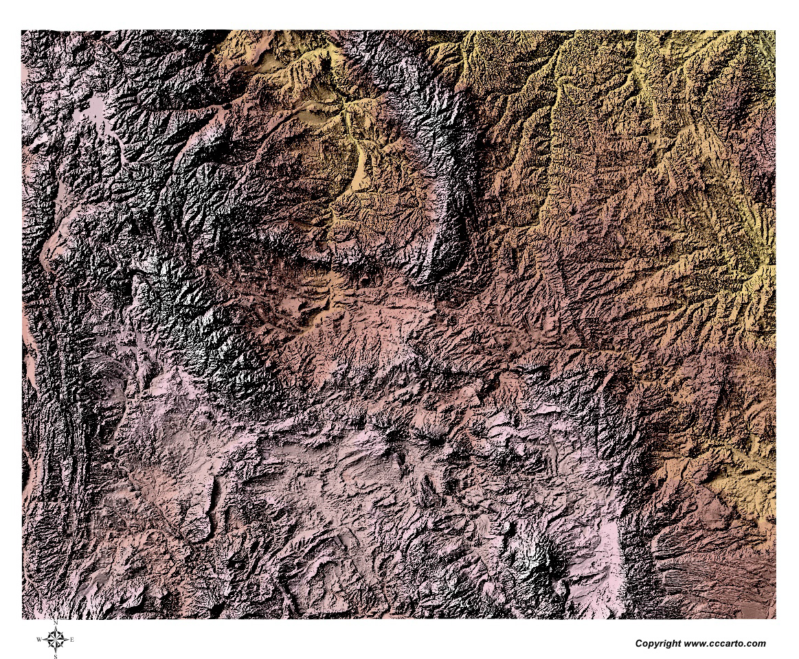 Wyoming State Shaded Deep Relief Map