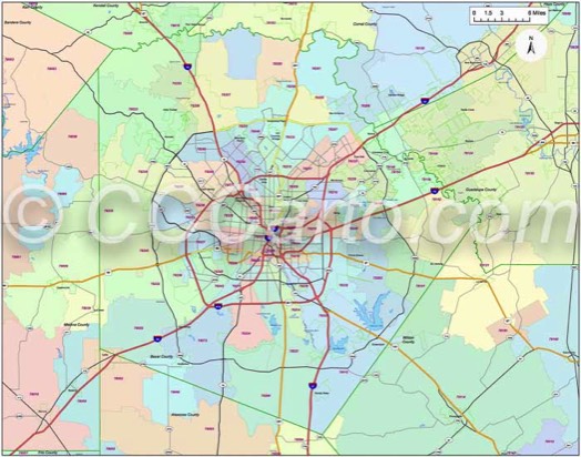 San Antonio Zip Codes Bexar County Zip Code Boundary Map