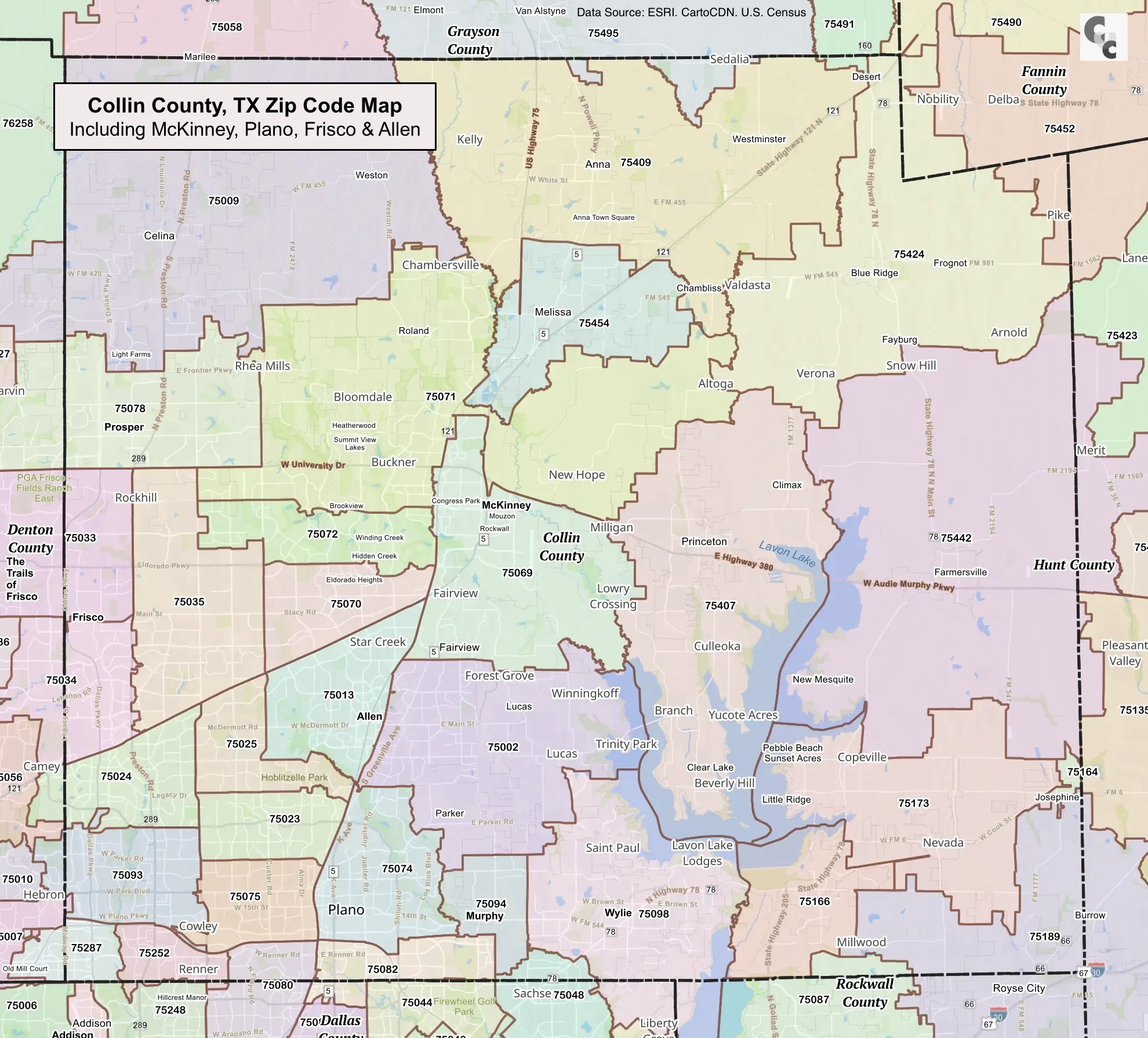 Collin County Zip Code Map