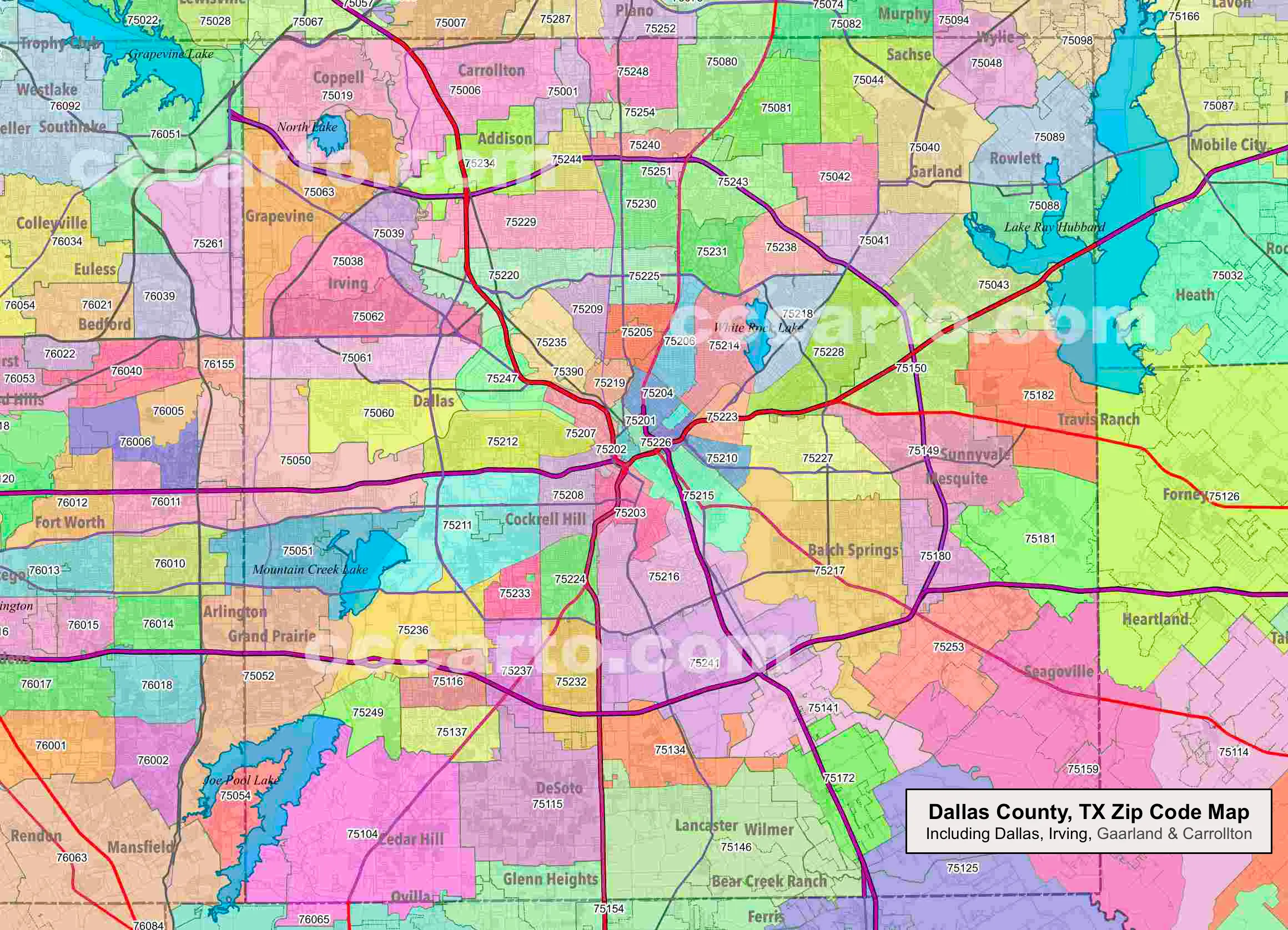 Dallas County Zip Code Map
