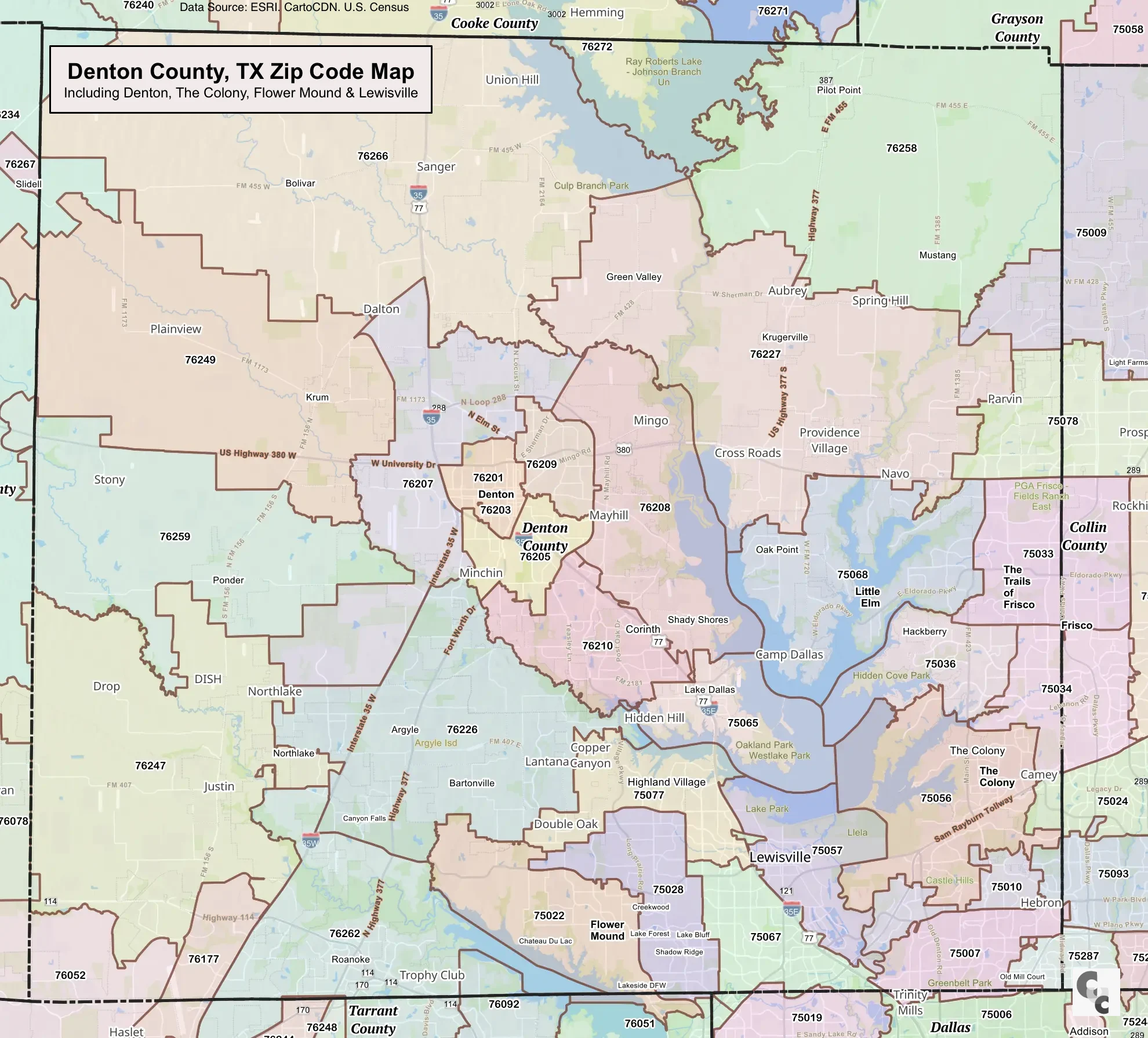 Denton County Zip Code Map