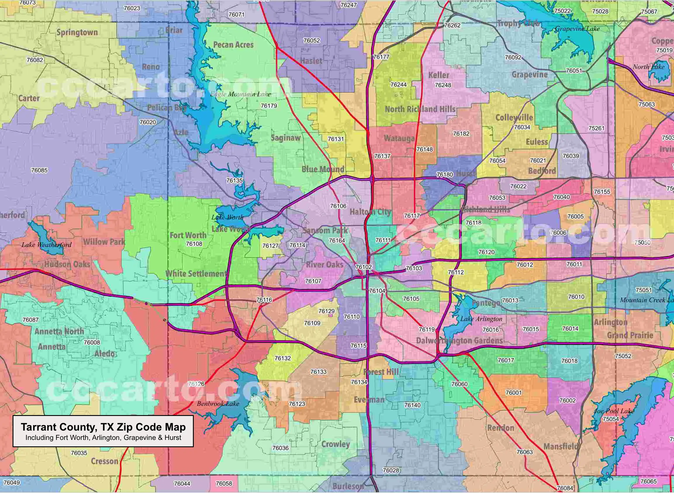 Tarrant County Zip Code Map
