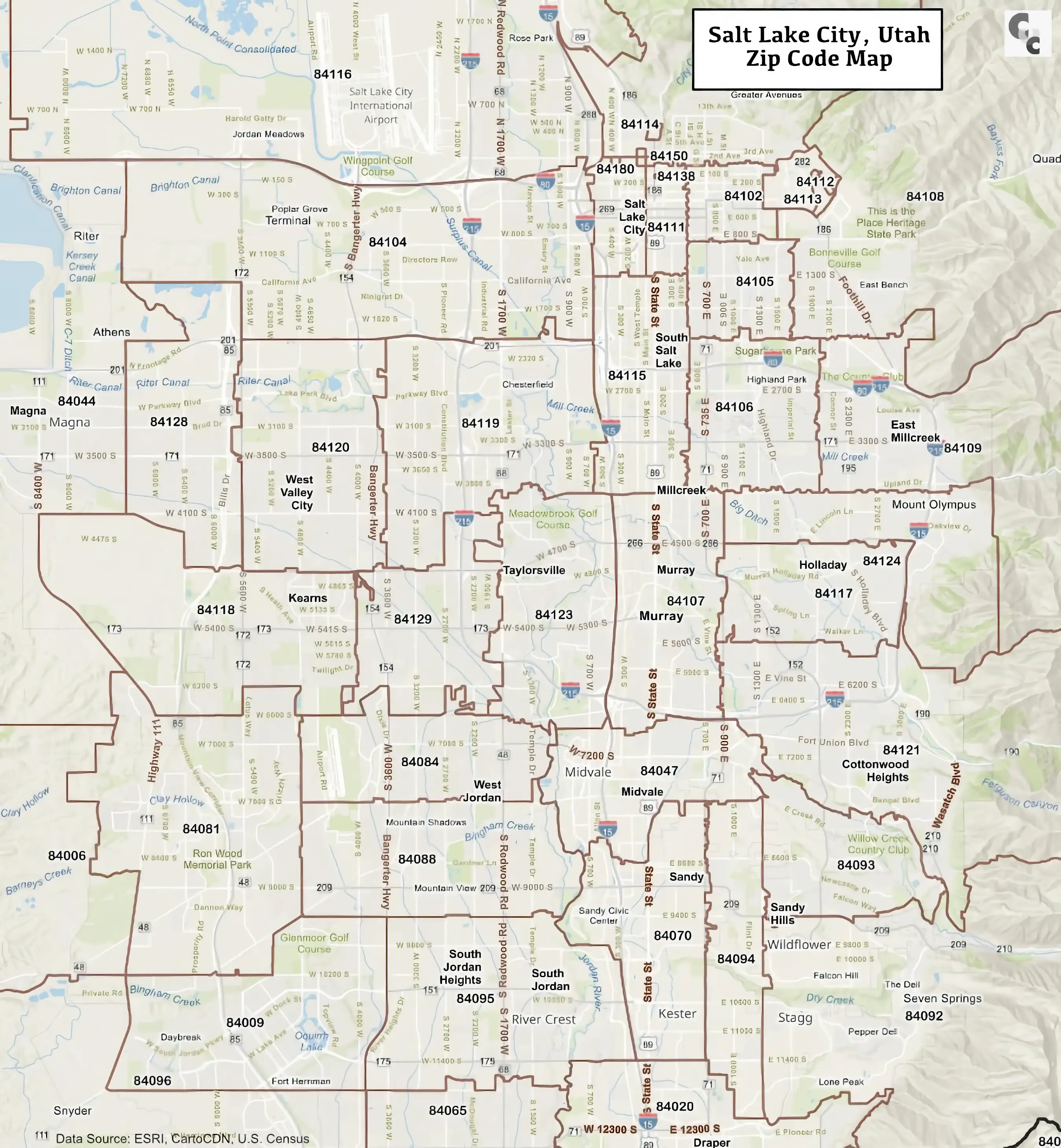 Salt Lake City ZIP Code Map - Salt Lake County, Utah