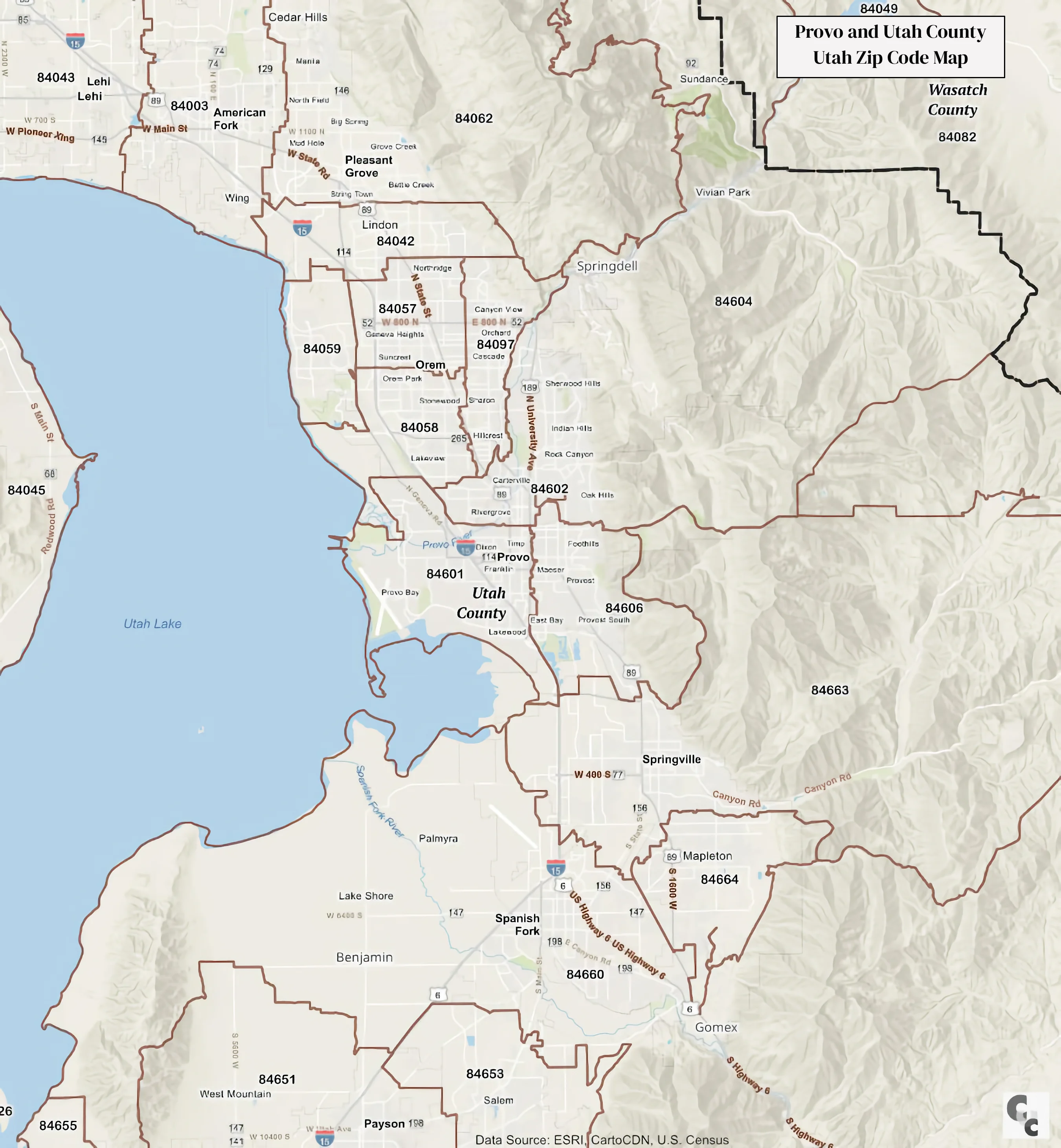 Provo ZIP Code Map — Utah County, Utah
