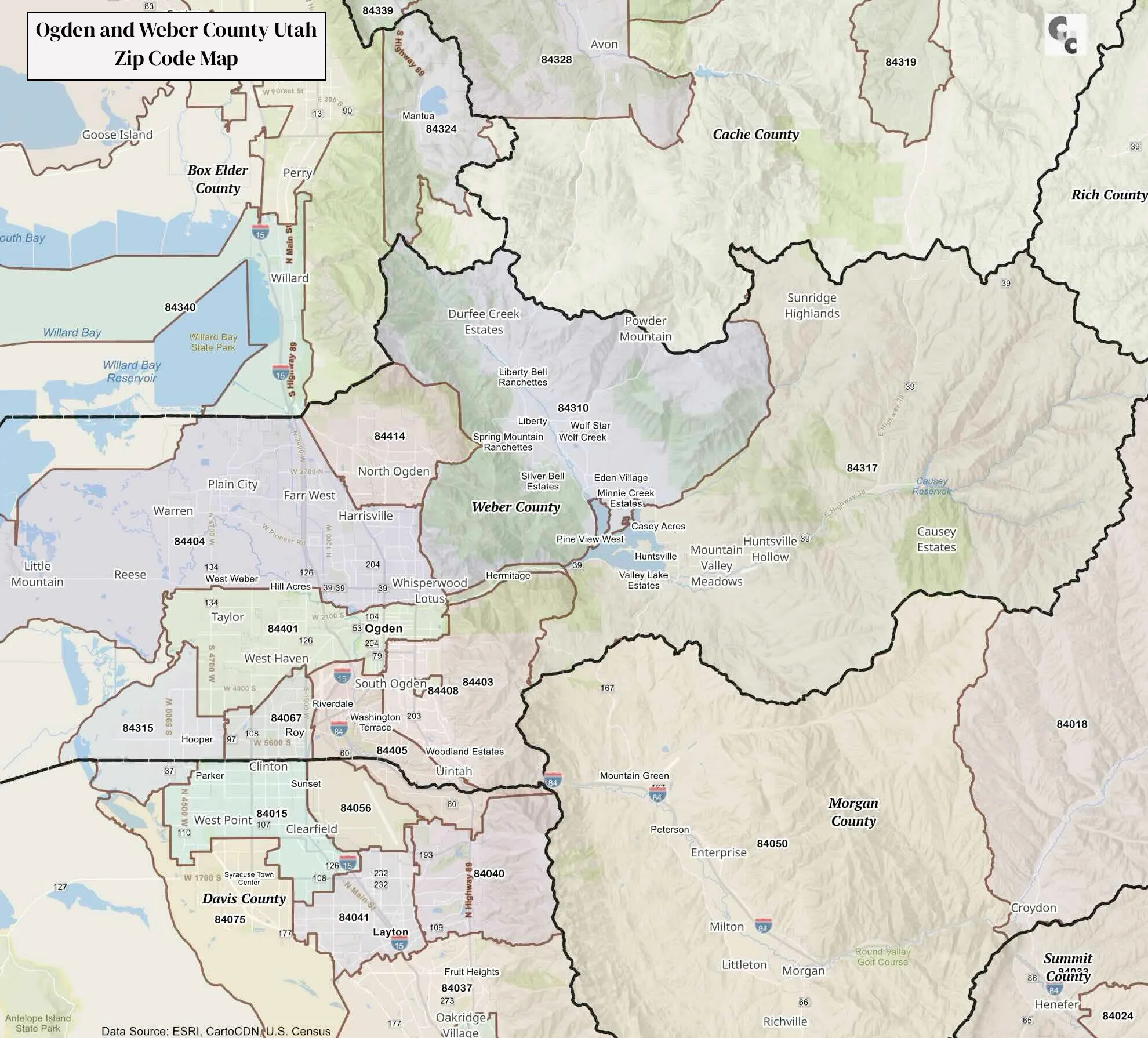 Ogden, Utah ZIP Code Map — Weber County