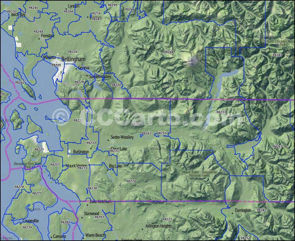 Skagit County, WA Zip Codes Map