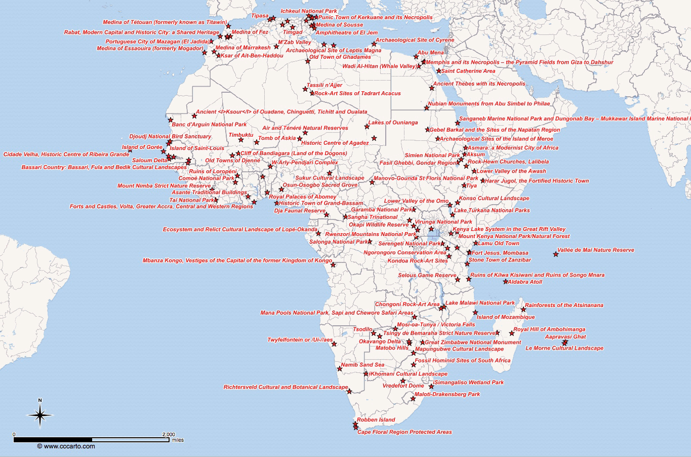 Africa World Heritage Sites Map