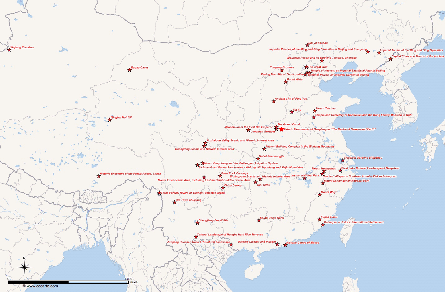 China World Heritage Sites Map