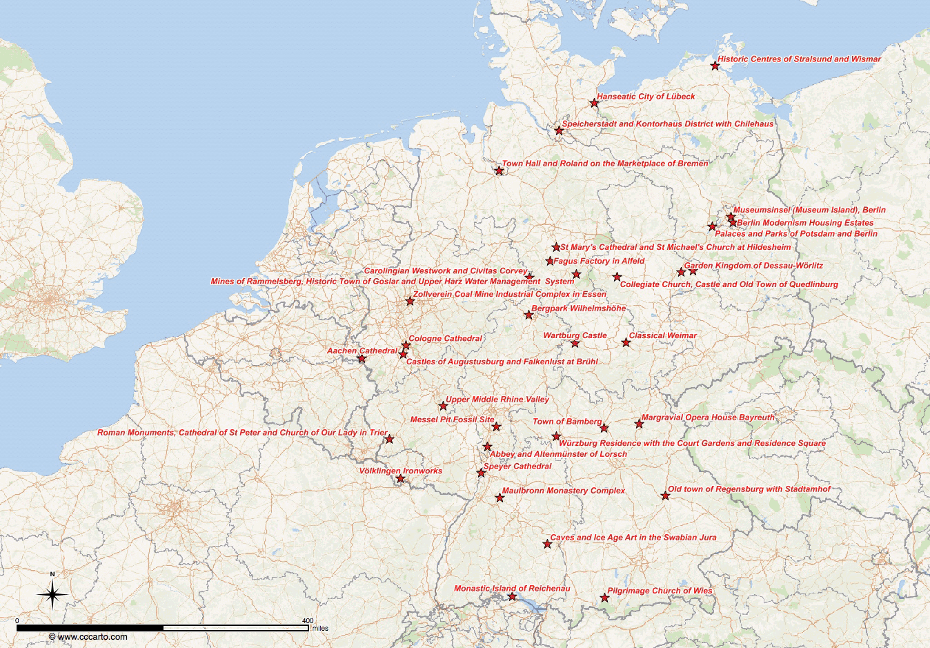 Germany World Heritage Sites Map