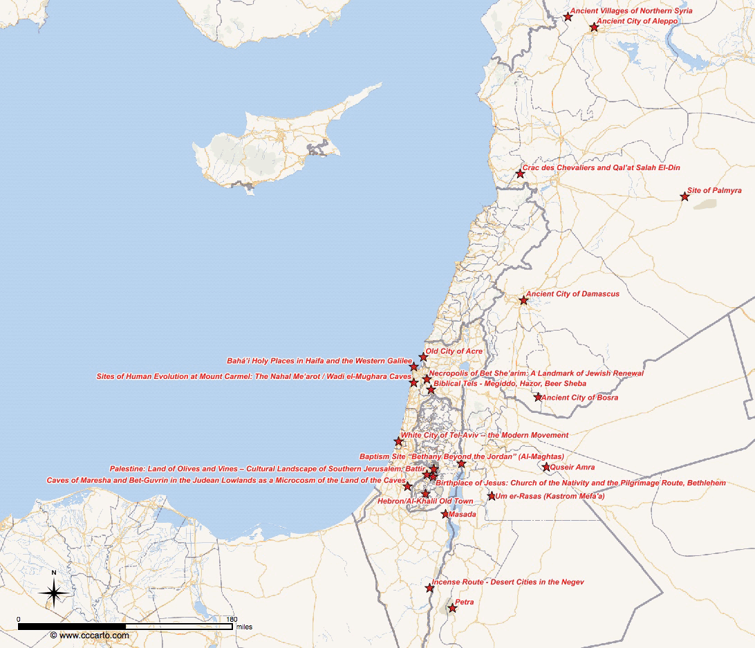 Holylands World Heritage Sites Map